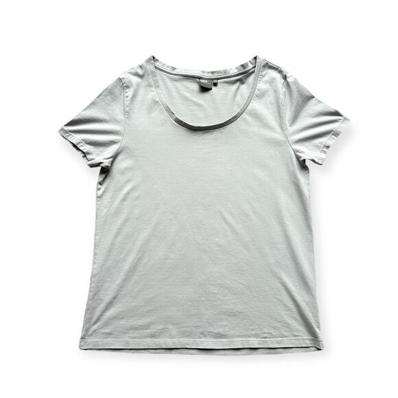 🔃Asos Gray Scoop Cut Neckline Cotton Short Sleeve Tee Shirt - Picture 1 of 5